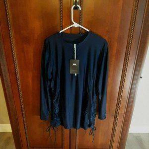 NEW INNO Womens Long Sleeve Cycling Activewear Drawstrings on Sides Size XL Navy